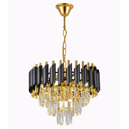 Brilagi - Lámpara colgante con cadena ECLIPSE 5xE14/10W/230V Ø 38 cm negro/dorado
