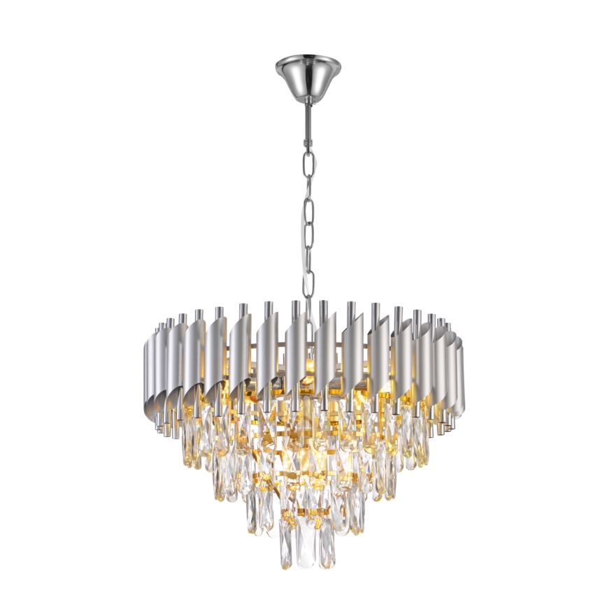 Brilagi - Lámpara colgante con cadena ECLIPSE 7xE14/10W/230V diámetro 48 cm plateada