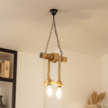 Brilagi - Lámpara colgante con cadena KOS 2xE27/60W/230V haya