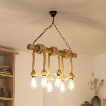 Brilagi - Lámpara colgante con cadena KOS 6xE27/60W/230V haya