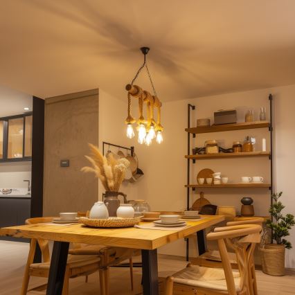 Brilagi - Lámpara colgante con cadena KOS 6xE27/60W/230V haya