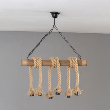 Brilagi - Lámpara colgante con cadena KOS 6xE27/60W/230V haya