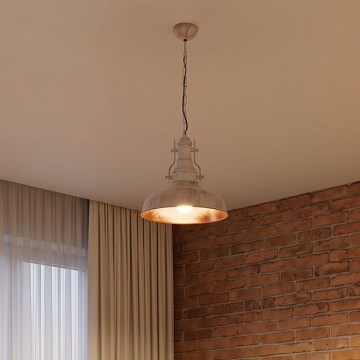 Brilagi - Lámpara colgante con cadena PYRONIC 1xE27/40W/230V, diámetro 32 cm, crema/pátina