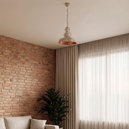 Brilagi - Lámpara colgante con cadena PYRONIC 1xE27/40W/230V, diámetro 32 cm, crema/pátina