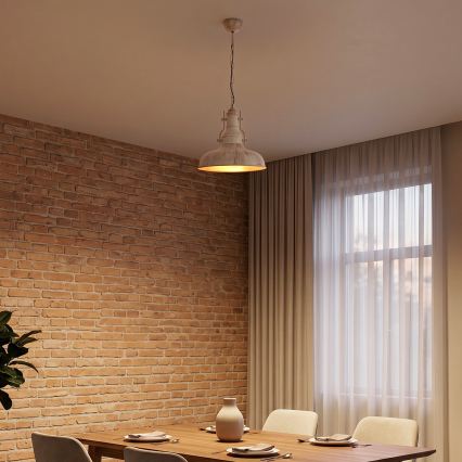 Brilagi - Lámpara colgante con cadena PYRONIC 1xE27/40W/230V, diámetro 32 cm, crema/pátina