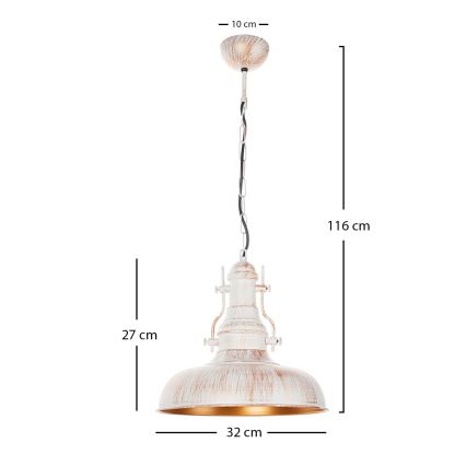 Brilagi - Lámpara colgante con cadena PYRONIC 1xE27/40W/230V, diámetro 32 cm, crema/pátina