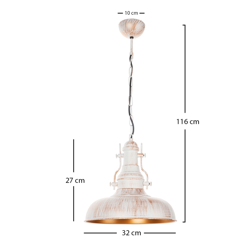 Brilagi - Lámpara colgante con cadena PYRONIC 1xE27/40W/230V, diámetro 32 cm, crema/pátina