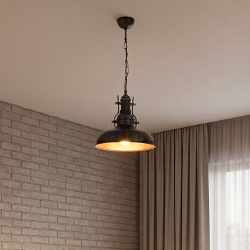 Brilagi - Lámpara colgante con cadena PYRONIC 1xE27/40W/230V Ø 32 cm bronce/pátina