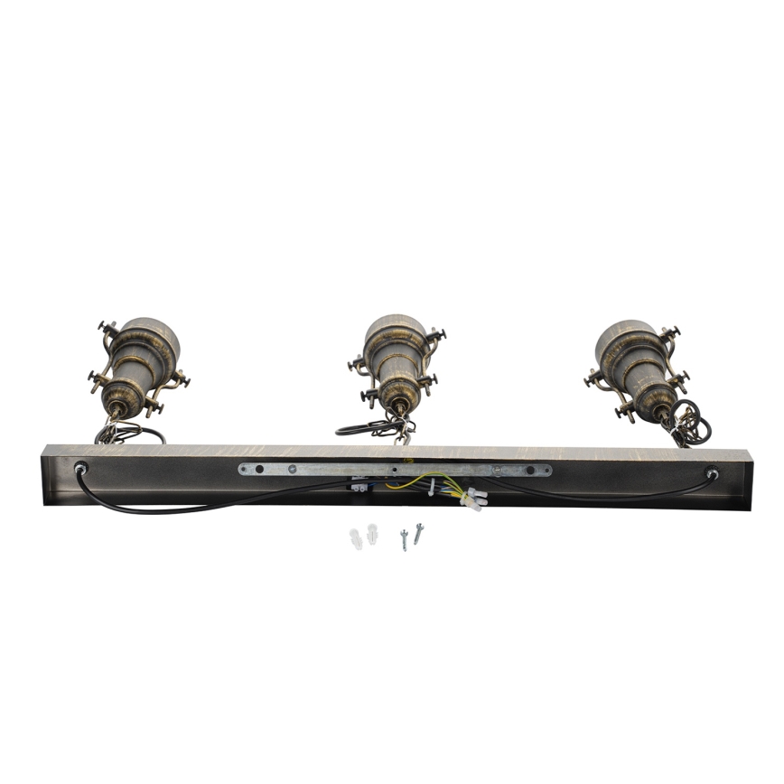 BRILAGI - Lámpara colgante con cadena PYRONIC 3xE27/40W/230V bronce/pátina
