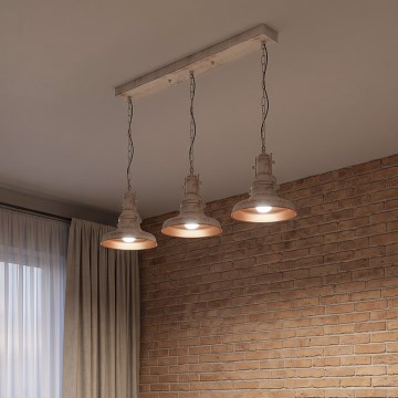 Brilagi - Lámpara colgante con cadena PYRONIC 3xE27/40W/230V crema/pátina