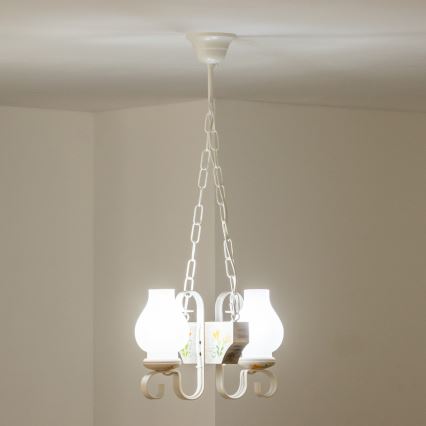 Brilagi - Lámpara colgante con cadena QUEEN 2xE14/40W/230V haya/color crema