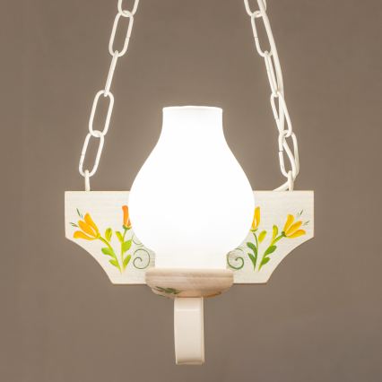 Brilagi - Lámpara colgante con cadena QUEEN 2xE14/40W/230V haya/color crema