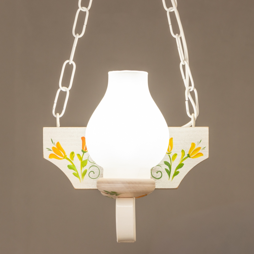 Brilagi - Lámpara colgante con cadena QUEEN 2xE14/40W/230V haya/color crema