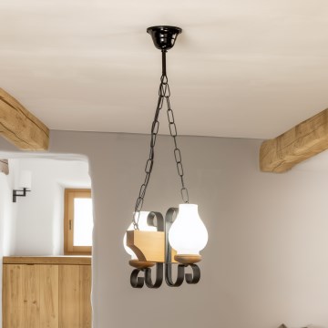 Brilagi - Lámpara colgante con cadena QUEEN 2xE14/40W/230V haya