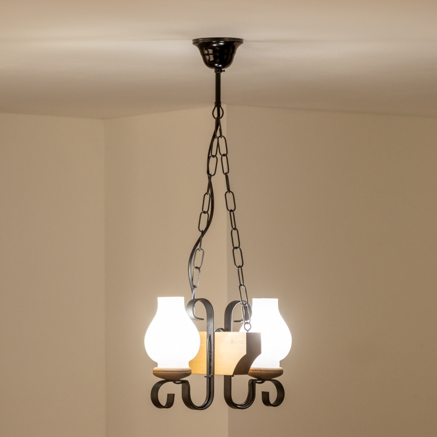 Brilagi - Lámpara colgante con cadena QUEEN 2xE14/40W/230V haya