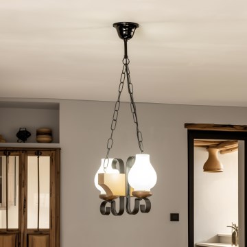 Brilagi - Lámpara colgante con cadena QUEEN 2xE14/40W/230V haya/nogal
