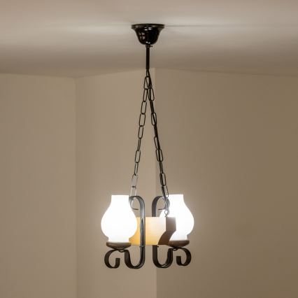 Brilagi - Lámpara colgante con cadena QUEEN 2xE14/40W/230V haya/nogal