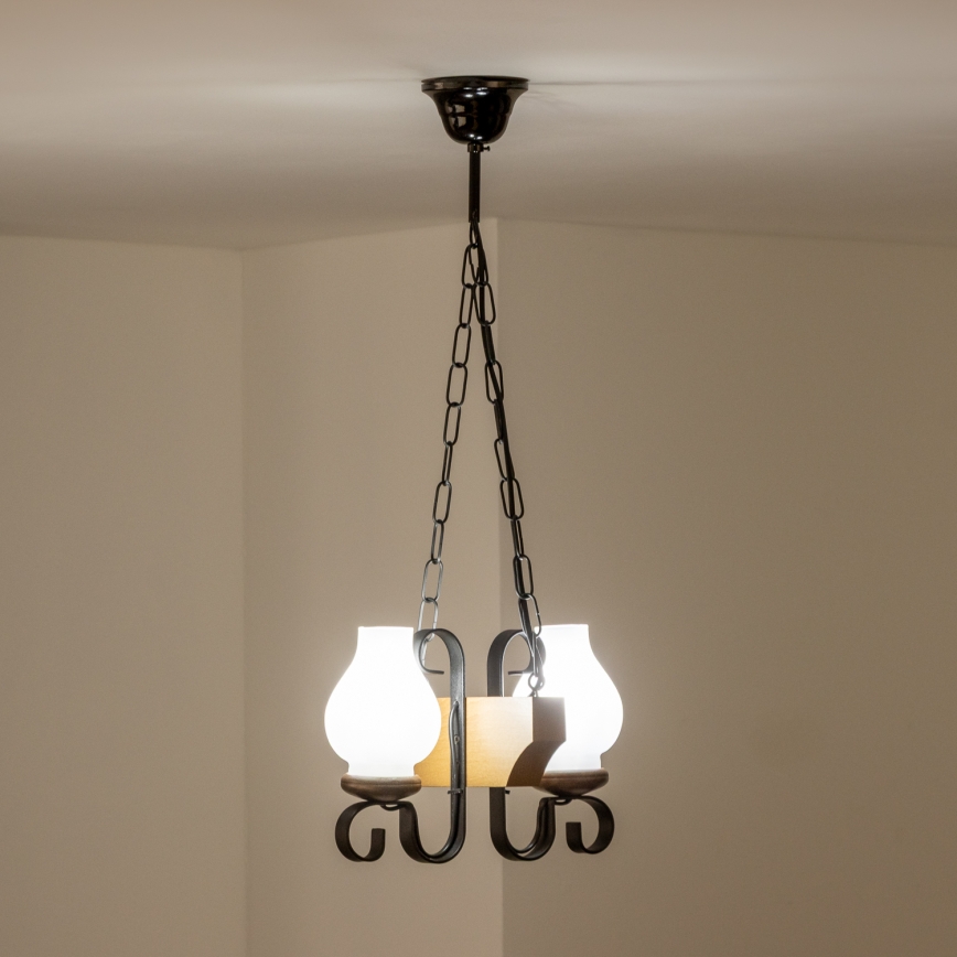 Brilagi - Lámpara colgante con cadena QUEEN 2xE14/40W/230V haya/nogal