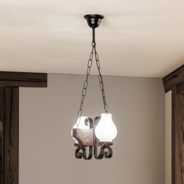 Brilagi - Lámpara colgante con cadena QUEEN 2xE14/40W/230V haya/wengué