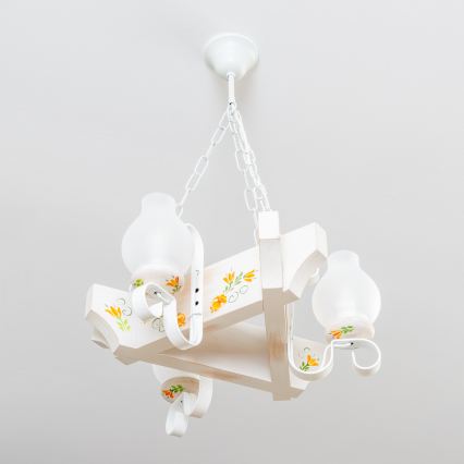 Brilagi - Lámpara colgante con cadena QUEEN 3xE14/40W/230V haya/crema