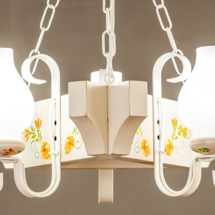 Brilagi - Lámpara colgante con cadena QUEEN 3xE14/40W/230V haya/crema
