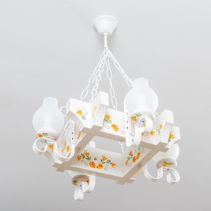 Brilagi - Lámpara colgante con cadena QUEEN 4xE14/40W/230V haya/crema
