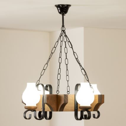 Brilagi - Lámpara colgante con cadena QUEEN 4xE14/40W/230V haya