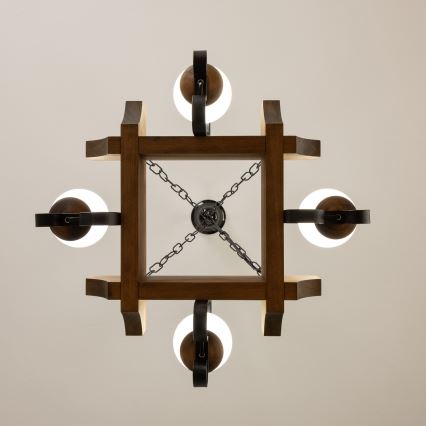 Brilagi - Lámpara colgante con cadena QUEEN 4xE14/40W/230V haya