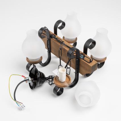 Brilagi - Lámpara colgante con cadena QUEEN 4xE14/40W/230V haya