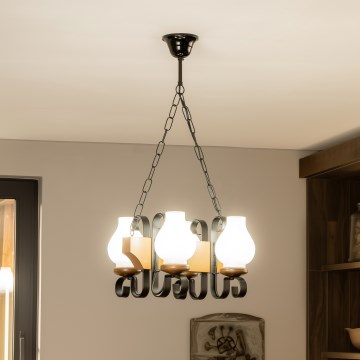 Brilagi - Lámpara colgante con cadena QUEEN 4xE14/40W/230V haya/nogal