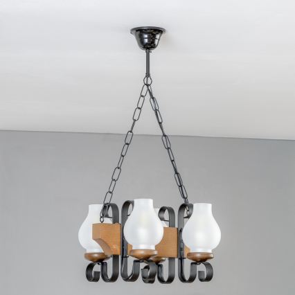 Brilagi - Lámpara colgante con cadena QUEEN 4xE14/40W/230V haya/nogal