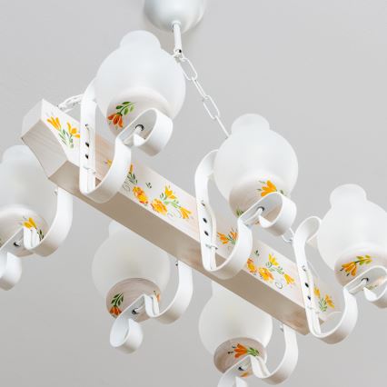 Brilagi - Lámpara colgante con cadena QUEEN 6xE14/40W/230V haya/crema