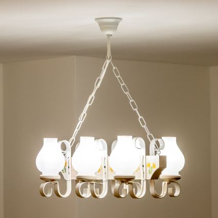 Brilagi - Lámpara colgante con cadena QUEEN 6xE14/40W/230V haya/crema
