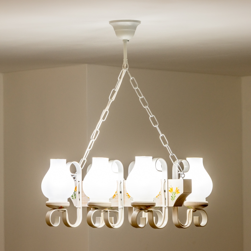 Brilagi - Lámpara colgante con cadena QUEEN 6xE14/40W/230V haya/crema