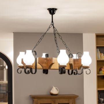 Brilagi - Lámpara colgante con cadena QUEEN 6xE14/40W/230V haya