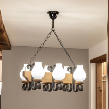Brilagi - Lámpara colgante con cadena QUEEN 6xE14/40W/230V haya