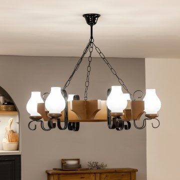 Brilagi - Lámpara colgante con cadena QUEEN 6xE14/40W/230V haya/nogal