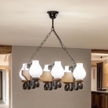 Brilagi - Lámpara colgante con cadena QUEEN 6xE14/40W/230V haya/nogal