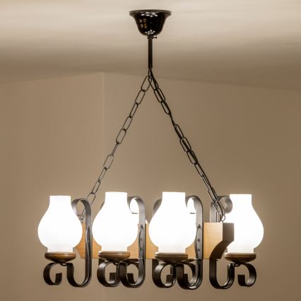Brilagi - Lámpara colgante con cadena QUEEN 6xE14/40W/230V haya/nogal