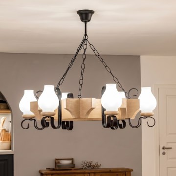 Brilagi - Lámpara colgante con cadena QUEEN 6xE14/40W/230V roble