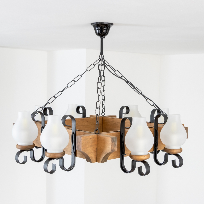 Brilagi - Lámpara colgante con cadena QUEEN 8xE14/40W/230V haya