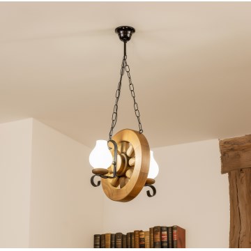 Brilagi - Lámpara colgante con cadena ROATA 2xE14/40W/230V haya