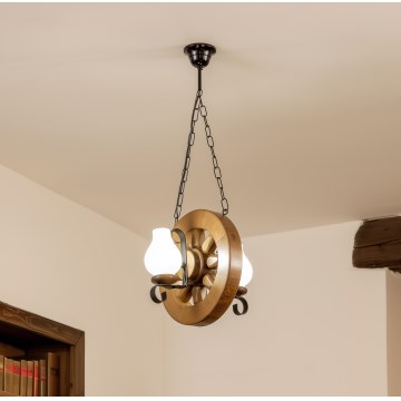 Brilagi - Lámpara colgante con cadena ROATA 2xE14/40W/230V haya/nogal
