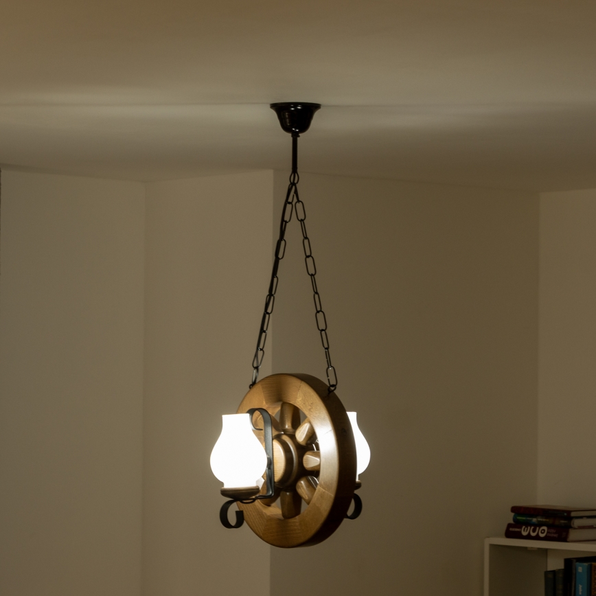 Brilagi - Lámpara colgante con cadena ROATA 2xE14/40W/230V haya/nogal