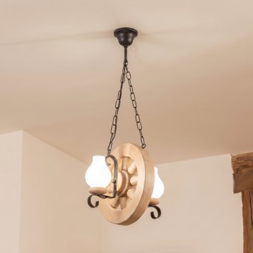 Brilagi - Lámpara colgante con cadena ROATA 2xE14/40W/230V roble
