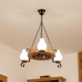 Brilagi - Lámpara colgante con cadena ROATA 3xE14/40W/230V haya