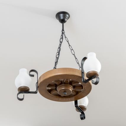 Brilagi - Lámpara colgante con cadena ROATA 3xE14/40W/230V haya/nogal