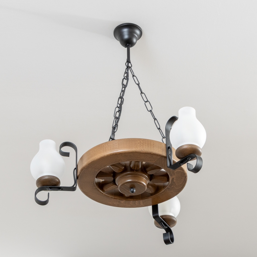 Brilagi - Lámpara colgante con cadena ROATA 3xE14/40W/230V haya/nogal