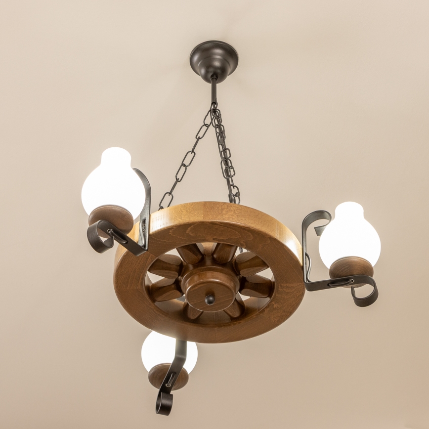Brilagi - Lámpara colgante con cadena ROATA 3xE14/40W/230V haya/nogal