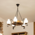 Brilagi - Lámpara colgante con cadena ROATA, 5x E14/40W/230V, Ø 50 cm, en haya